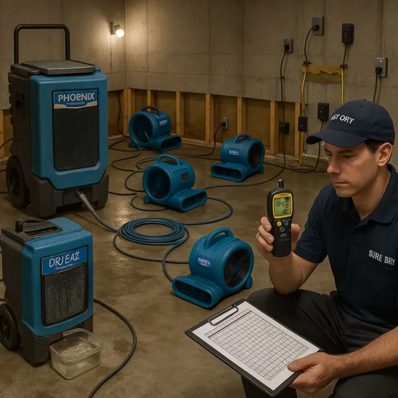 Structural Drying and Dehumidification process in Sun City Center, FL